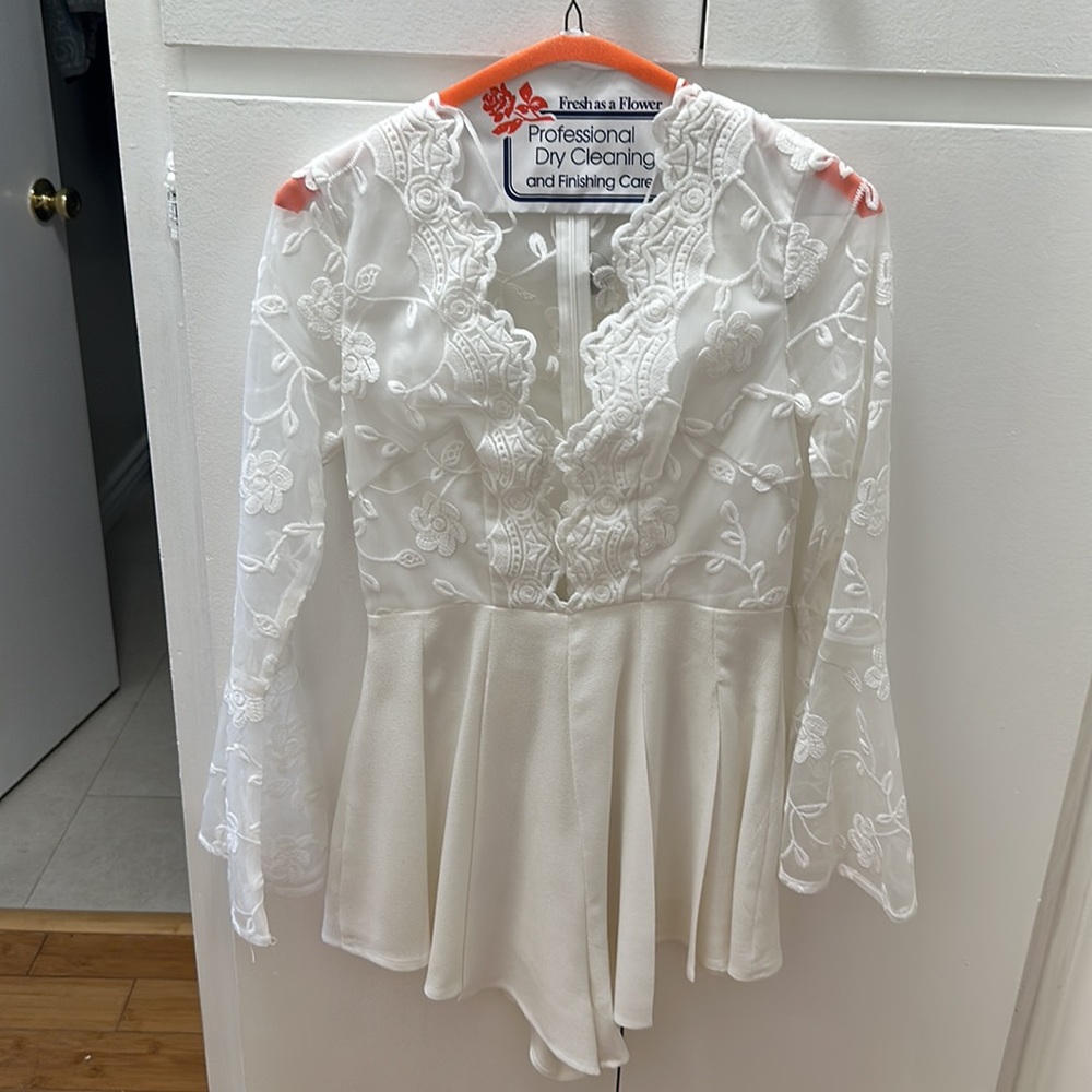 SHOWPO White Lace Sleeve Romper